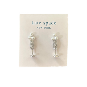 Kate Spade Cheer to That Silver Champagne Flute Earrings NWT MSRP $58